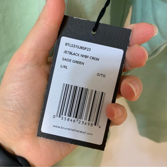 Brunette The Label "JET BLACK" Not Your Boyfriend's Crew Neck Sage L/XL NWT - Picture 4 of 8